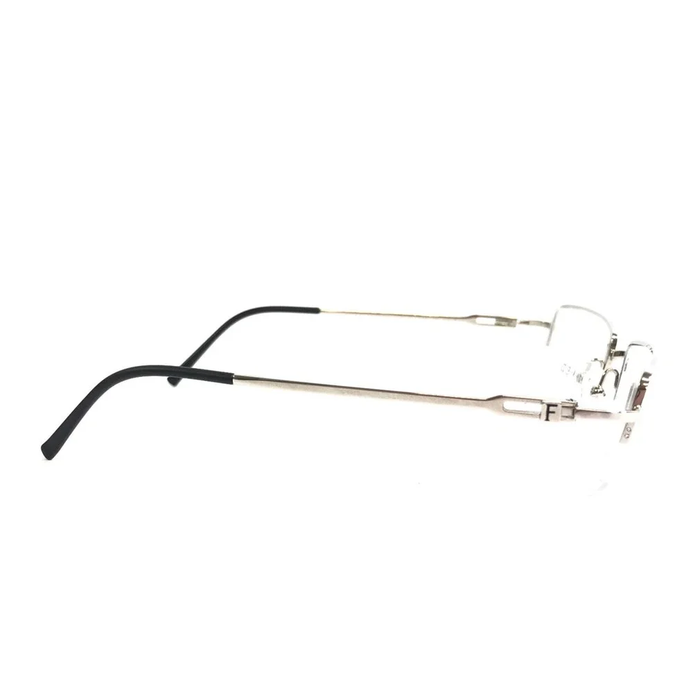 FRED Eyeglasses Frames ALASKA N1 002 Shiny Silver Rectangle Half Rim 53-19-135